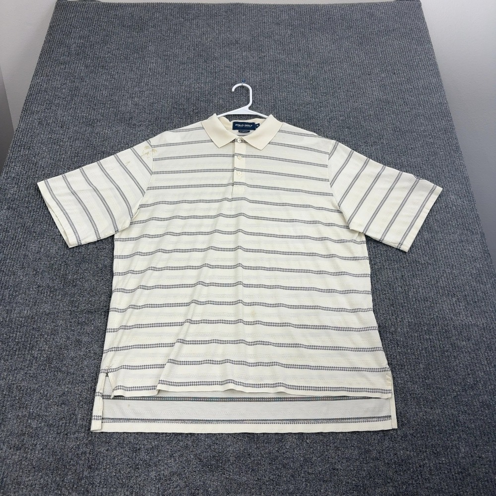 Polo Golf Ralph Lauren Polo Shirt Mens XL White Cotton Striped Golf Club Florida